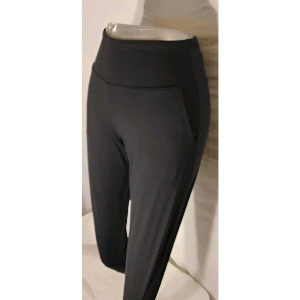 The Gym People Thick High Waist Black Yoga Pants with Pockets New Small